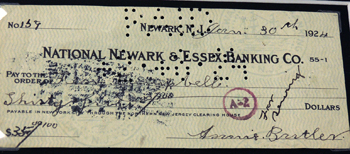 Image of the front of the check, including Annie's signature.